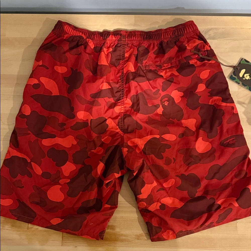 Bape Red and Black Camo Board Shorts - Picture 6 of 6